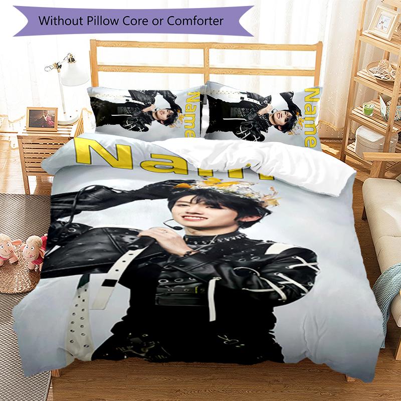 3pcs Custom Name TOP lands boy group Zhu Zhixin Bedding Set Duvet Cover Closure Includes 1 Duvet Cover & 2 Pillowcases for All Seasons Bedroom Decor