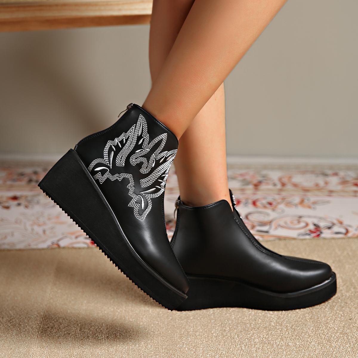 Женские ботинки Зимние Осенние Ботильоны на танкетке Женские Ботильоны на высоком каблуке — фото 4