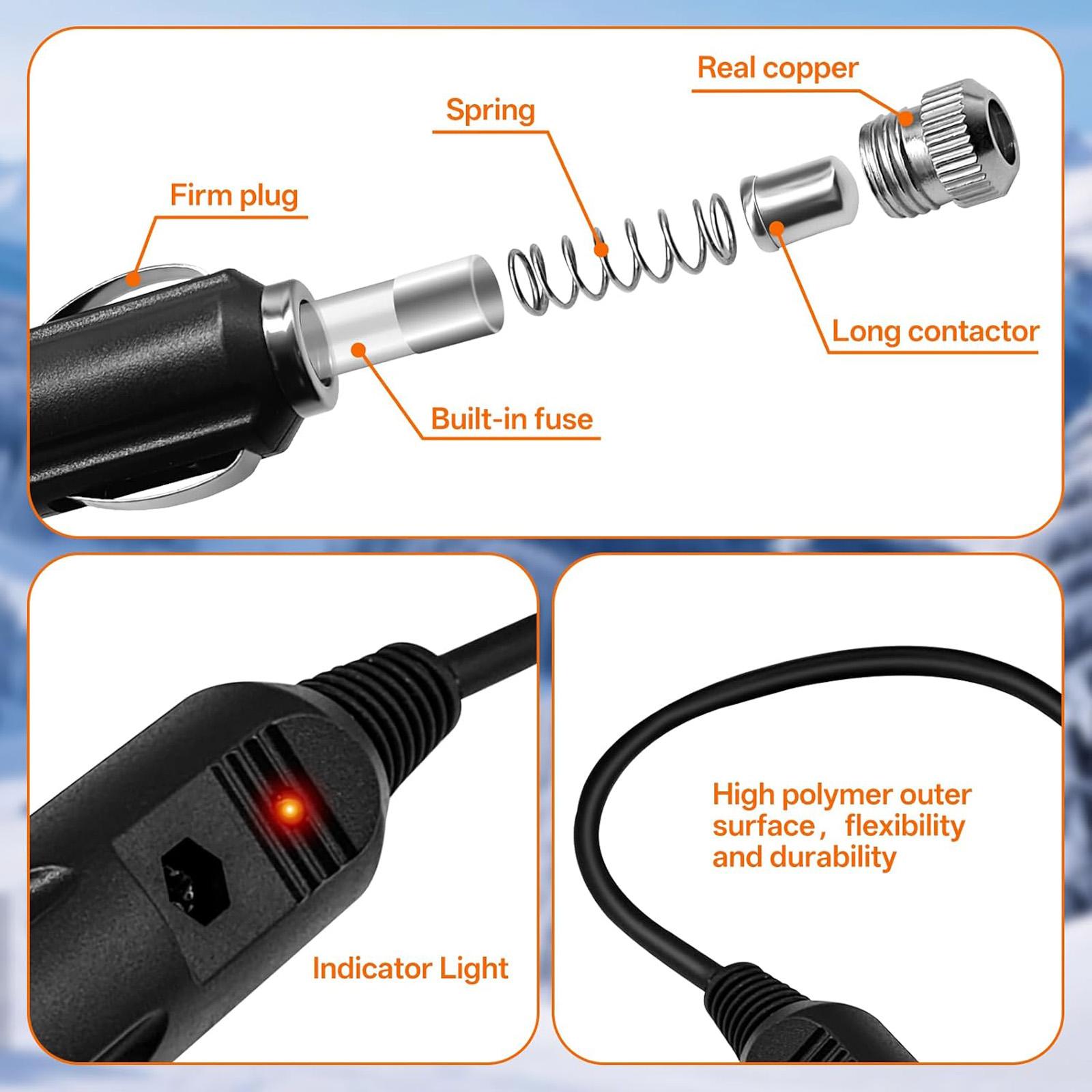 

High Efficiency Heavy Duty 12V Power Cable Connector For Motorcycle Snowmobile Helmet Heating System Winter Riding Gear 1