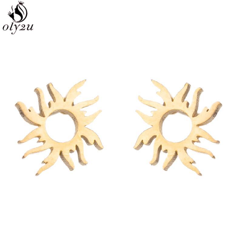 Punk Stainless Steel Lightning Earring for Women Sun Piercing Jewelry Cool Girls Personality Earrings Gifts Accessories