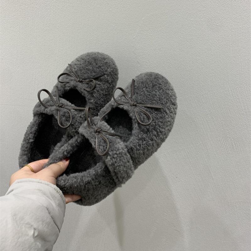 

2025 new inner height increase 4cm fluffy shoes women wear autumn and winter warm and velvet soft-soled single shoes French cotton shoes. 35