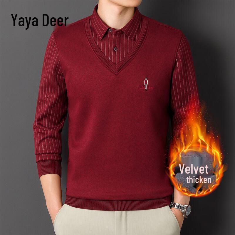 

Yalu Men s Faux Two-Piece Warm Knit Sweater 2XL