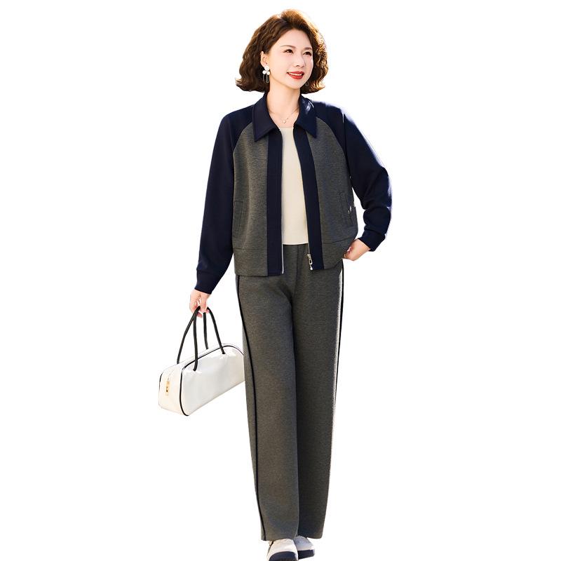 Mom's 2026 Wide-Leg Casual Sports Suit - Spring/Autumn Jacket & Tops for Women, Middle-aged & Elderly