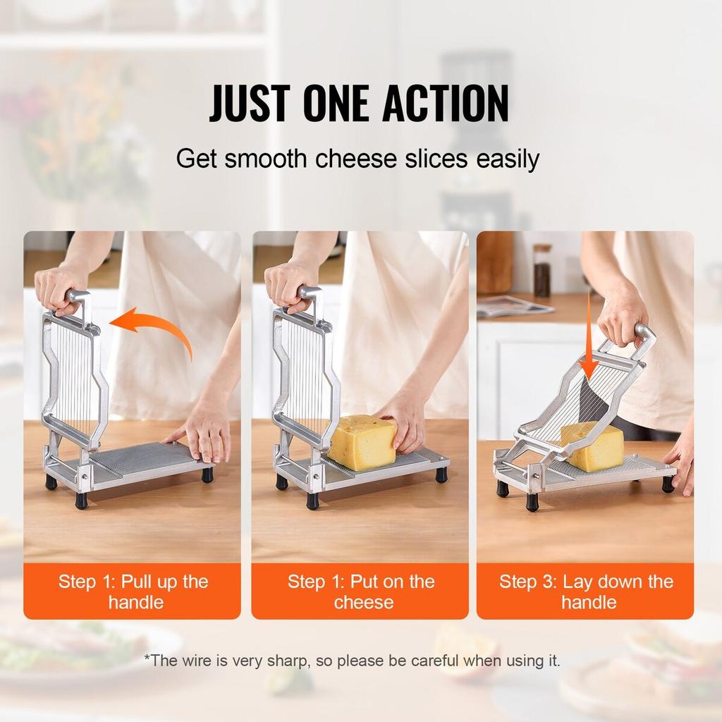 Cheese Cutter with Wire Cheeser Butter Cutting 0.39" & 0.78" Cheese Slicer