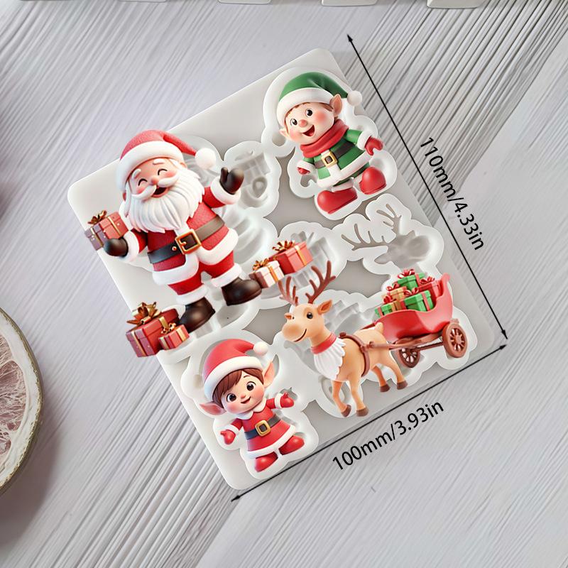 1pc Reindeer Santa Claus Sleigh Elf Christmas Silicone Sugarcraft Mold Cupcake Baking Mould Fondant Cake Decorating Tools