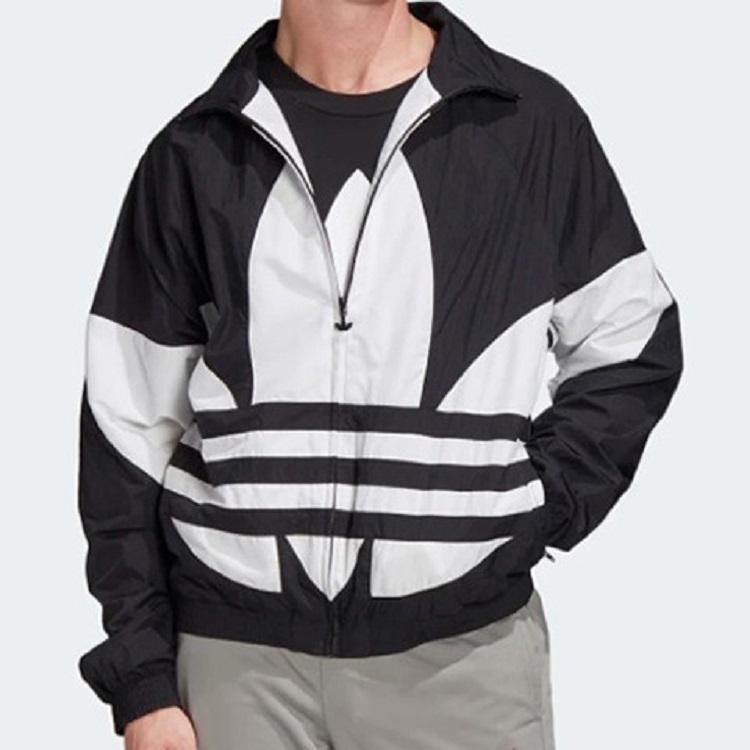 adidas Originals Felpa da Tuta Big Trefoil Blu Marino Notte Zip Intera Giacca Sportiva Retro Uomo Top Neri FM9892