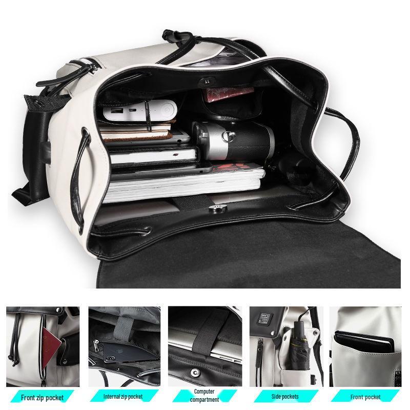 Herren Trendiger Leder Reise Laptop Rucksack - Große Kapazität, Schul- & Geschäftsgebrauch