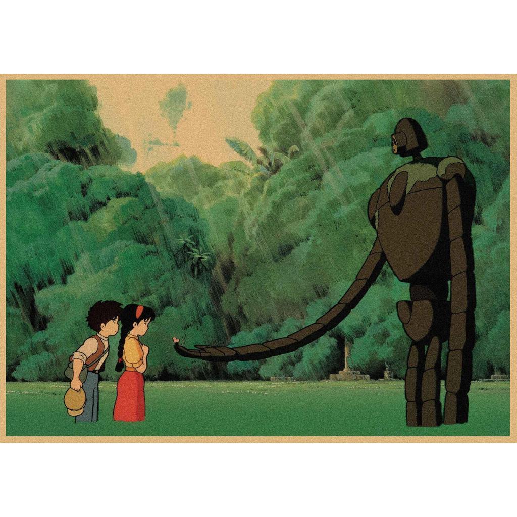 Poster da Parete in Carta Kraft Retrò: Laputa: Laputa: Castello nel cielo di Hayao Miyazaki