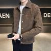 Men S Fashion Turn Down Collar Long Sleeve Leather Casual Jacket Outerwear