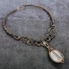 Natural Moonstone Gemstone Handmade Copper Wire Wrap Jewelry Necklace 18" J7e35