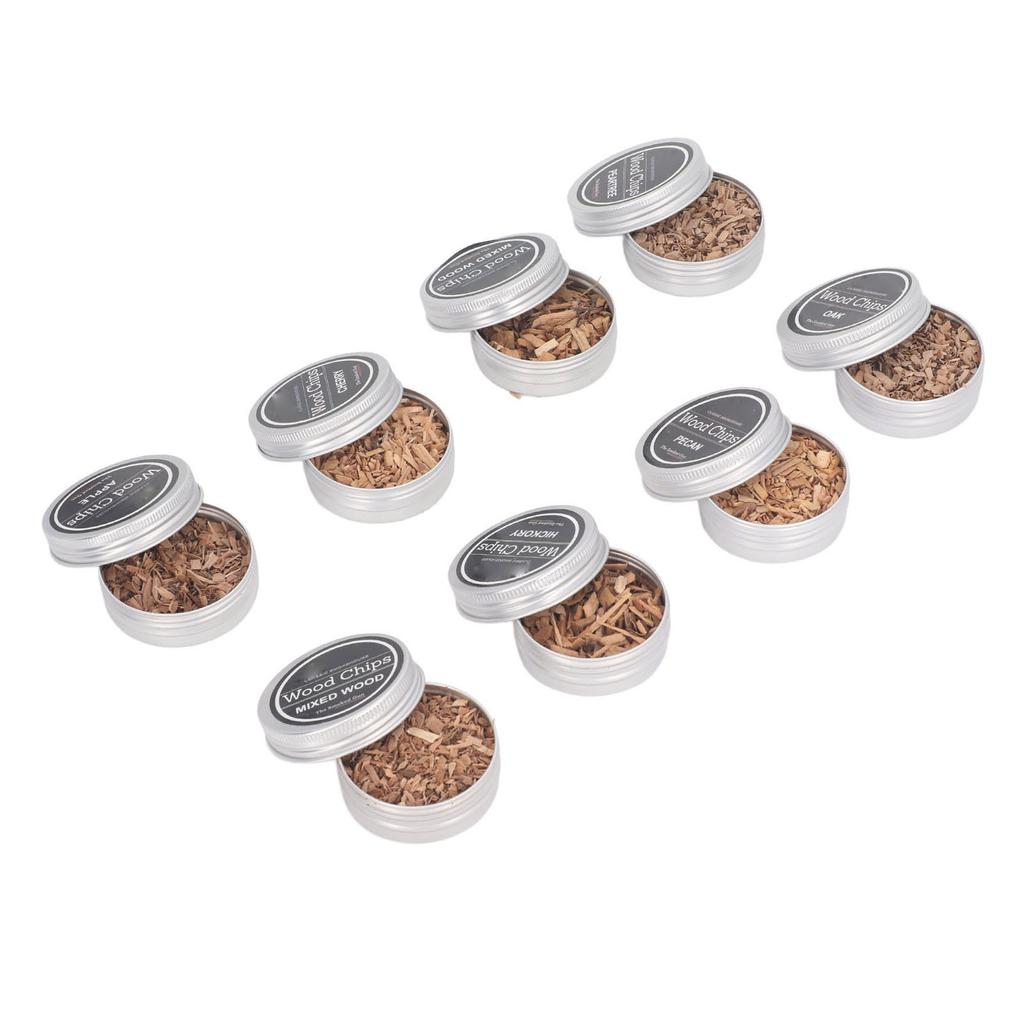 8 Pack Wood Chips for Cocktail Smoker 7 Flavors Natural Apple Pecan Oak Cherry Hickory Pear Mixed Wood Chips for Old