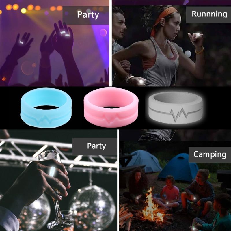 Silikonový kroužek svítící ve tmě Dámský snubní prsten pro přežití v přírodě Světelný kroužek Trendové šperky pro ženy muže