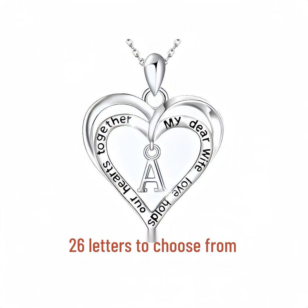 Colier cu Pandantiv Inimă - Stil European & American, Design cu 26 de Litere, Bijuterii High-End, Cadou Perfect de Sărbători
