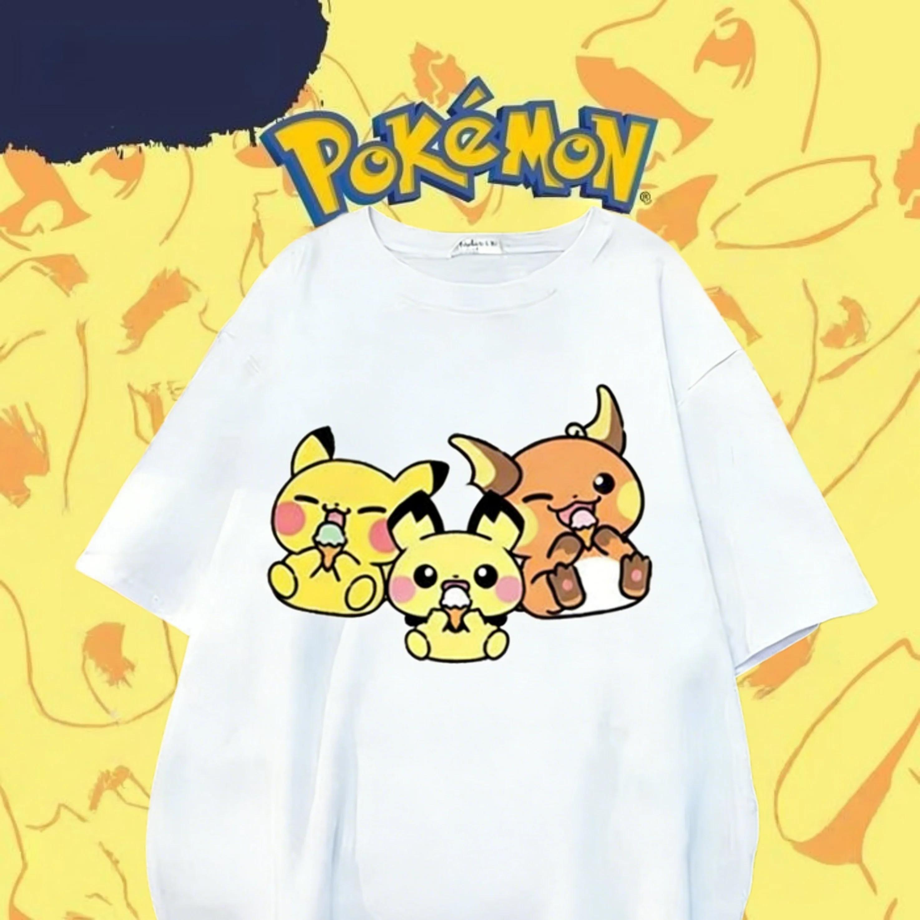 

2026 New Fashion Oversized Pokemon Graphic Parent-child T-shirt Man Women Short Sleeve Tee Casual Tops Y2k Round Neck Unisex ... S разноцветный