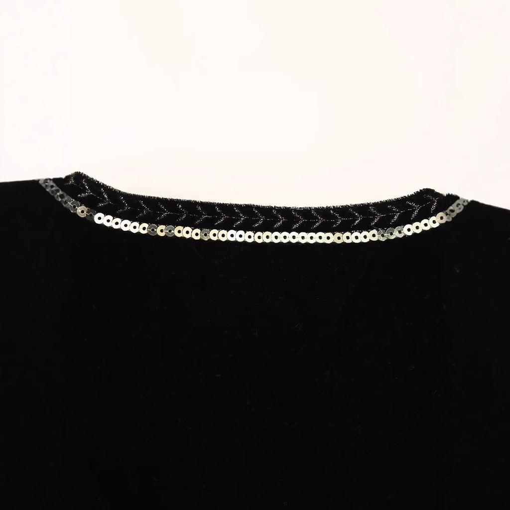 2024 Autumn Women's European & American Velvet Sequin Embroidered Vest