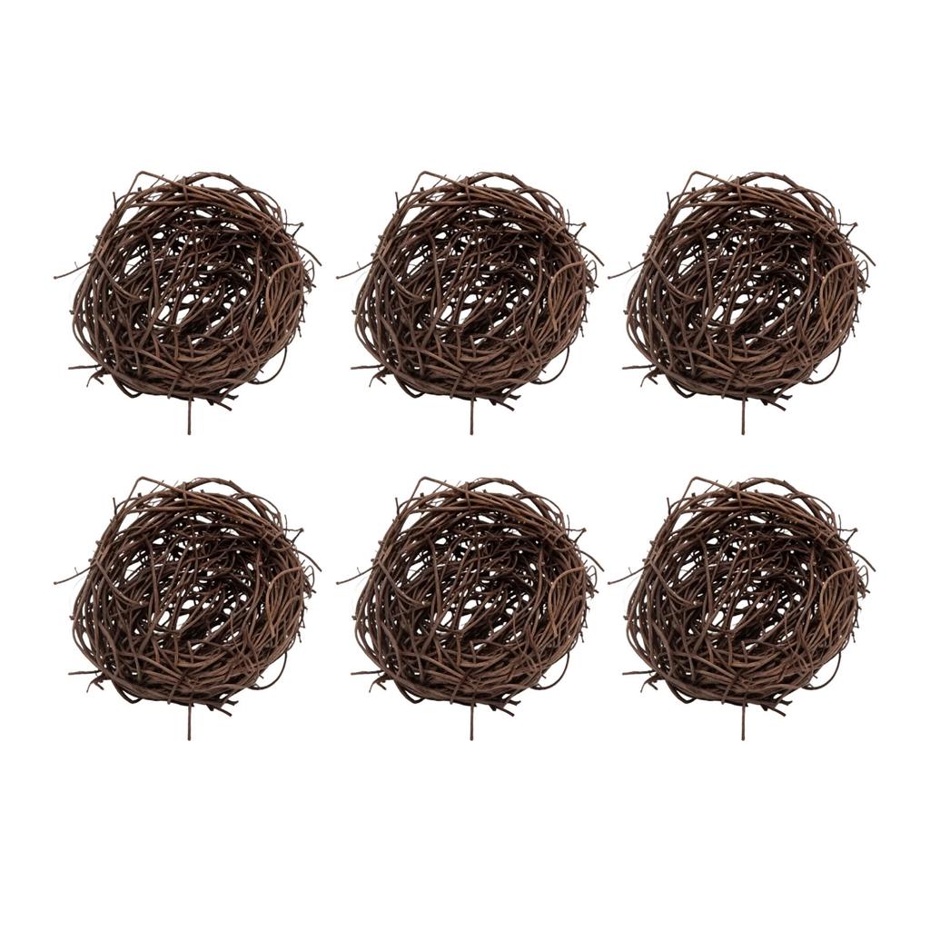 6Pcs Handwoven Bird Nests Artificial Natural Rattan Nests for Miniature Fairy Garden Decor XS 5x5x2cm 1.97x1.97x0.79in