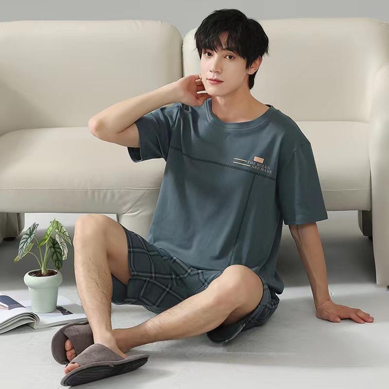 Summer Men's Pajamas Knit Pajamas Set Pajamas Big Boys Pajamas Family Clothing