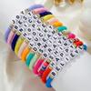 Handmade Polymer Clay Letter Bead Bracelet Set Dopamine Color Palette Inspirational Typography Stackable Unisex Jewelry