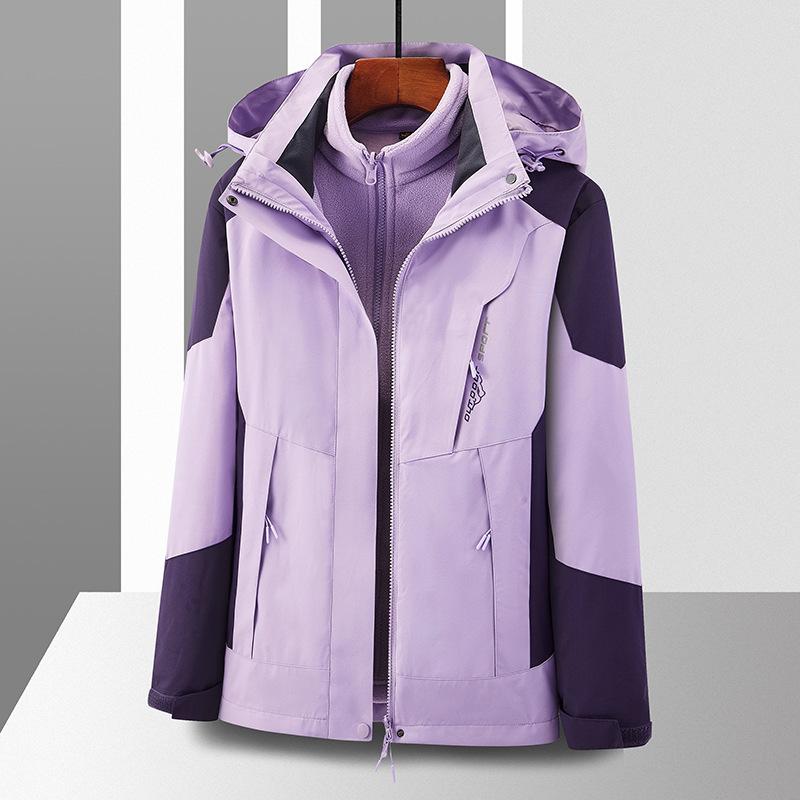 Outdoor Jacket Three-in-one Detachable Women's Autumn and Winter Hiking Windproof Jacket Waterproof Jacket Mountaineering Jacket