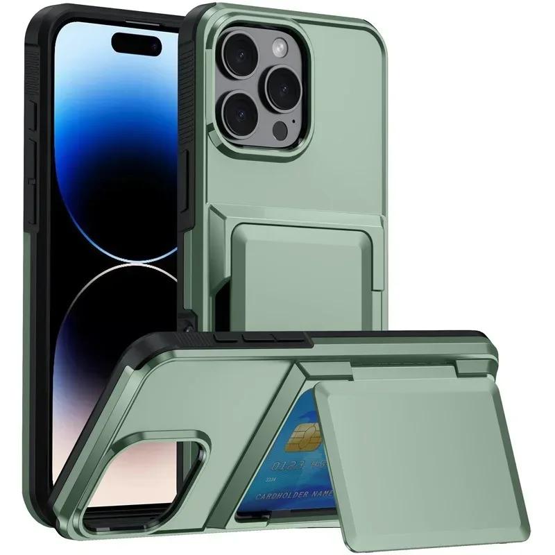 Für iPhone 16 SE 16 Pro Max 15 14 Plus 13 12 Pro Max Brieftaschenhülle mit verstecktem Kartenfachhalter Robuste schützende Handyhülle