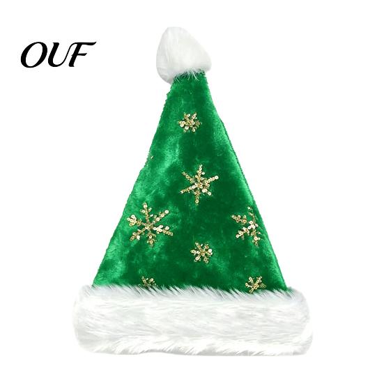 Reusable Christmas Costume Wear Santa Hat with Red Sequin, Plush Velvet Party for Accessories Adults, Festive Holiday Accessory Xmas New Year