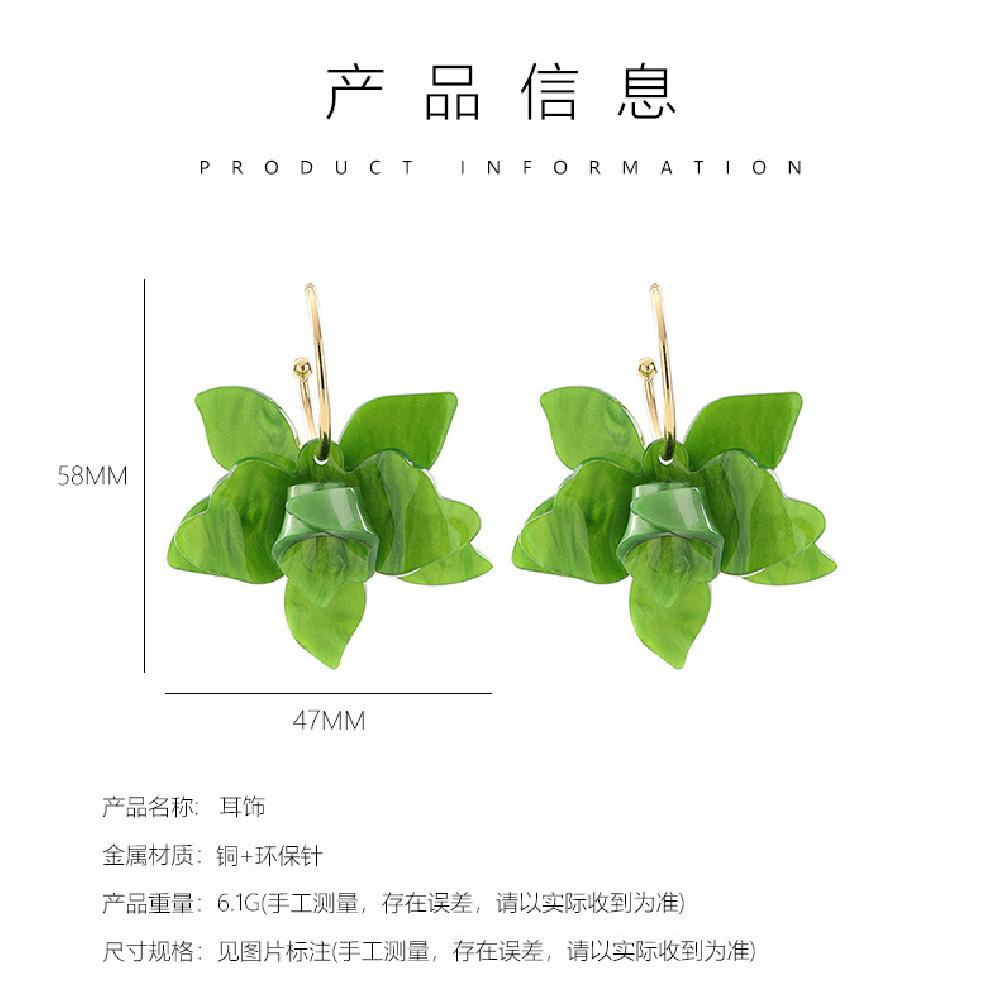 3D Resin Flower Earrings Fashion Exaggerated Pastoral Style Plate Ear Jewelry Unique Design Earrings for Women