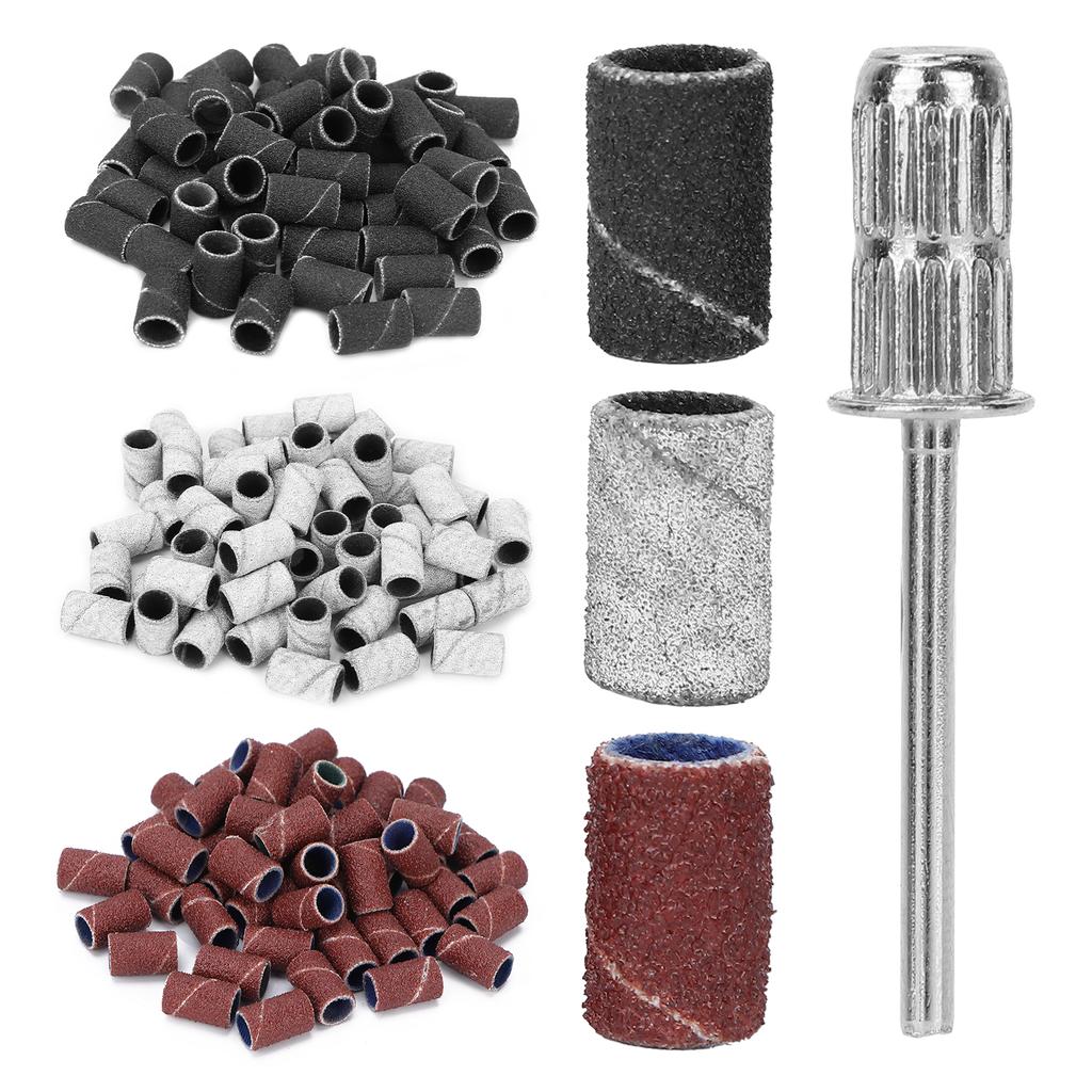 210pcs Professional Manicure Pedicure Sanding Bands Nail Drill Bits 80# 120# 180# Grit