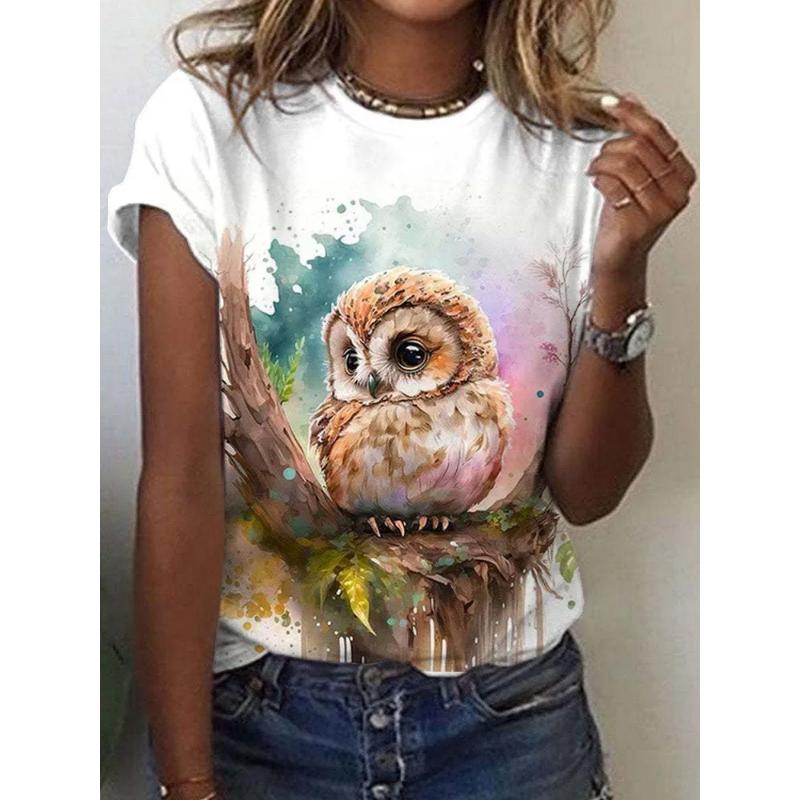 Summer Women's T-shirt Creative Printed Short Sleeved T-shirt Fashionable Comfortable Soft Breathable cotton T-shirt