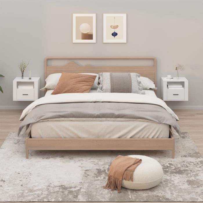 816881 vidaXL Wall-mounted Bedside Tables 2 Pcs White 50x36x40 Cm