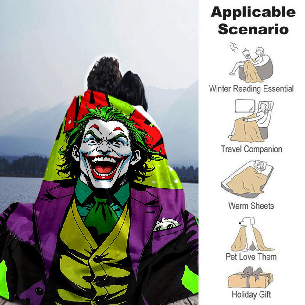 1pc Joker Laughing Themed Printed Soft and Comfortable Home Blanket, Small Throw Blanket, Nap Blanket, Suitable As a Gift L056