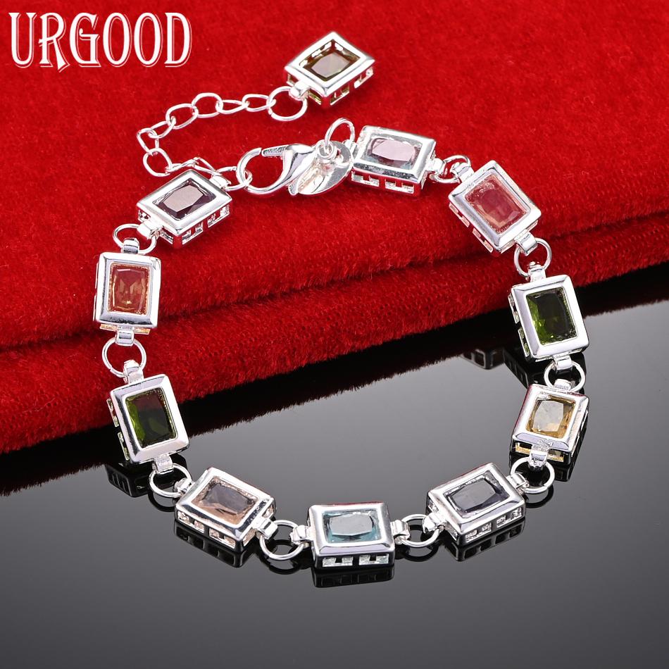 Náramek ze čtvercového stříbra 925 s AAA zirkony Módní svatební šperk