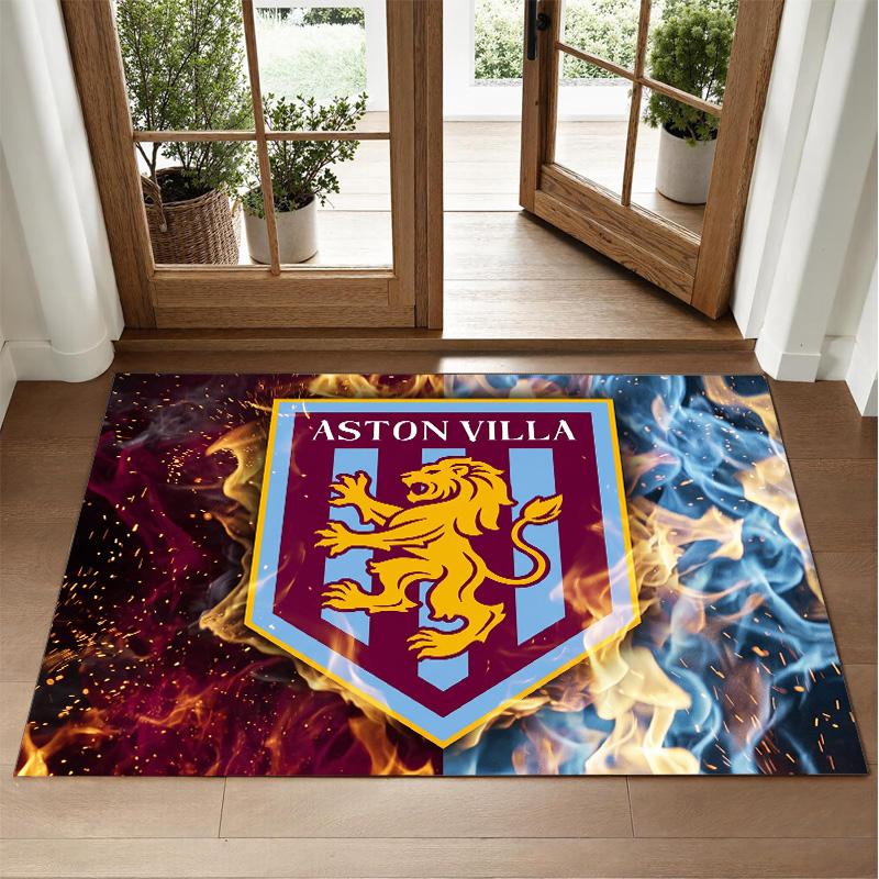 Aston Villa Football Design Crystal Velvet Rug Soft Decorative Mat for Bedroom Entrance