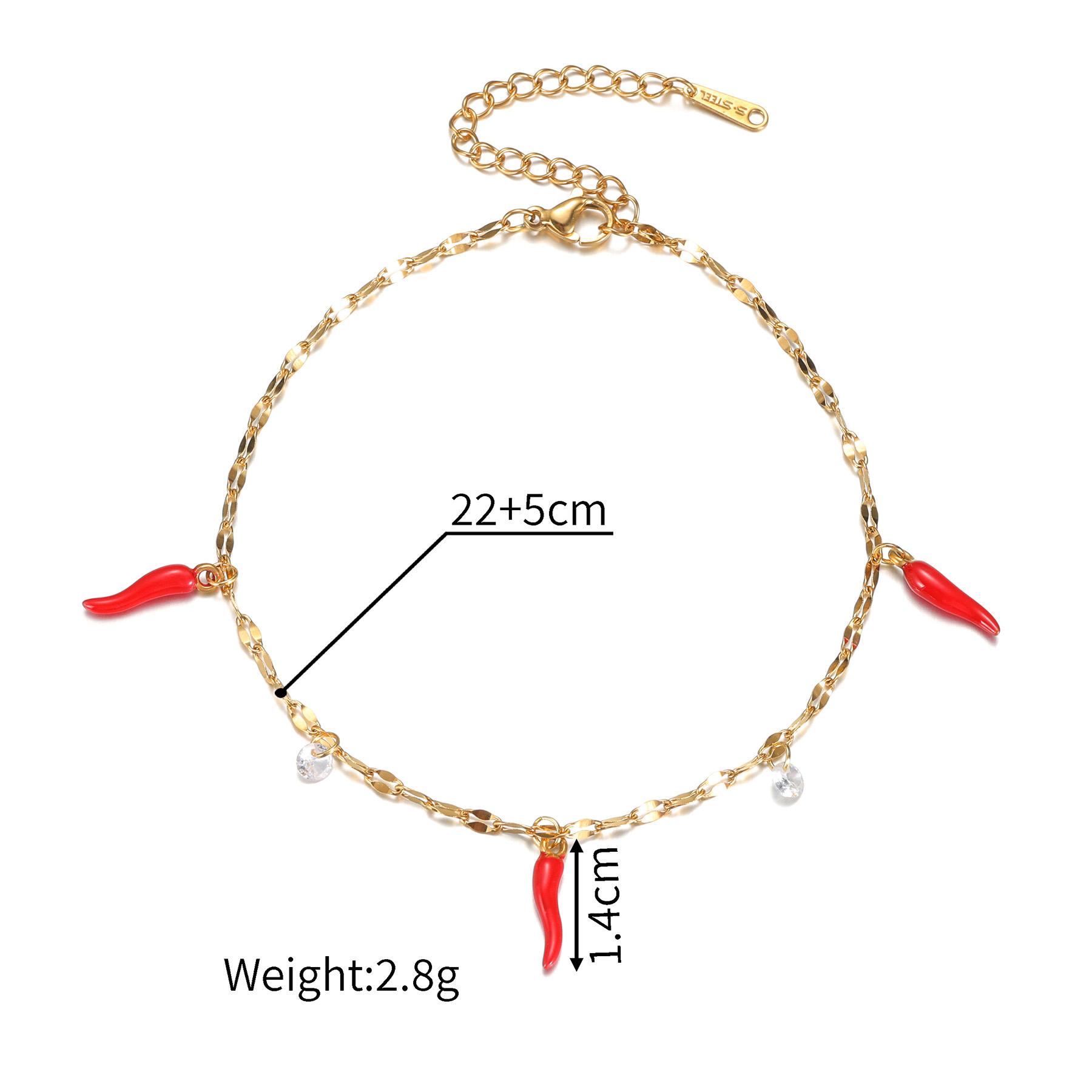 

Atoztide Fashion Cherry Strawberry Pendant Anklet Chain For Women Adjustable Stainless Steel Fruit-Element Anklets Jewelry Gifts