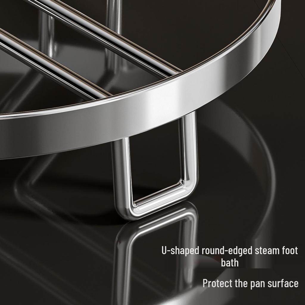 Round Stainless Steel Kitchen Wok Steamer Basket, Pot Stand & Heat Insulation Holder