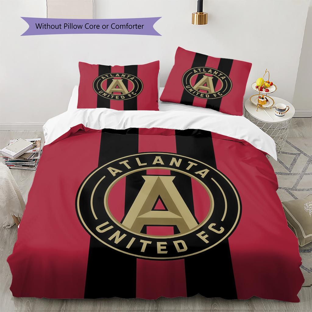 Atlanta United FC Pattern Bedding Quilt Set  Home Decoration  Gift (1 * duvet cover + 2 * pillowcase  without core)