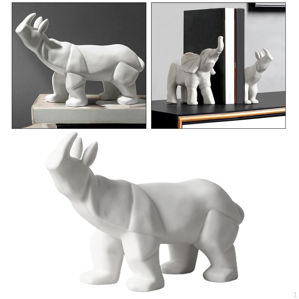 Sculpture, White Statue, Ceramic , Animal Statues for Living Room, Bedroom, Office Deskp, Cabinets