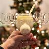 Christmas Holiday Transparent Elk-Shaped Thick Glass Egg Cups Set of 2  Festive Birthday Gift in a Colorful Box