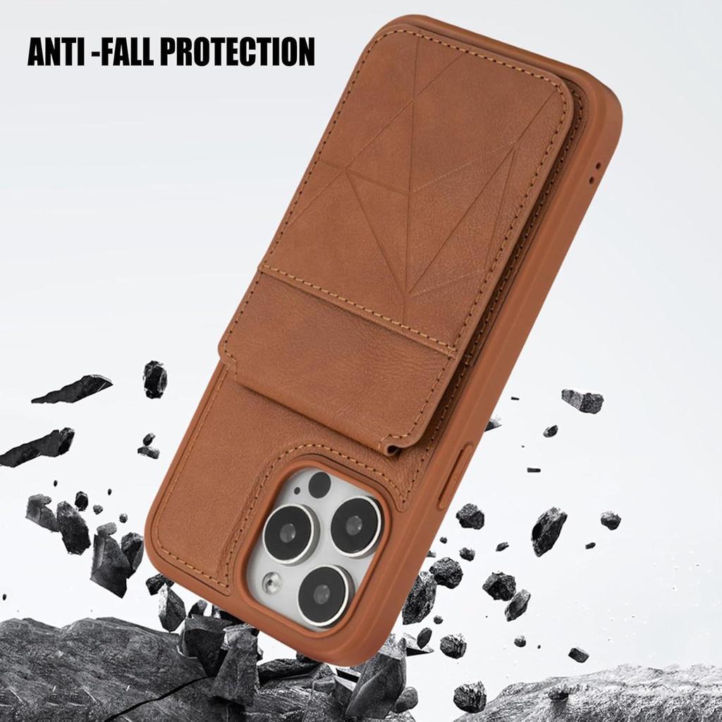 iPhone 17 Leather Magnetic Stand Case with Card Slot