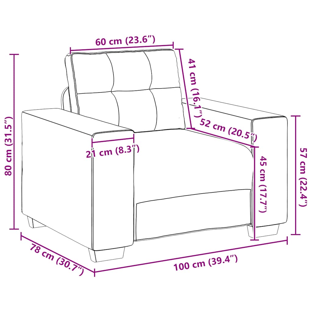 Armchair Black 100x78x80 cm Fabric
