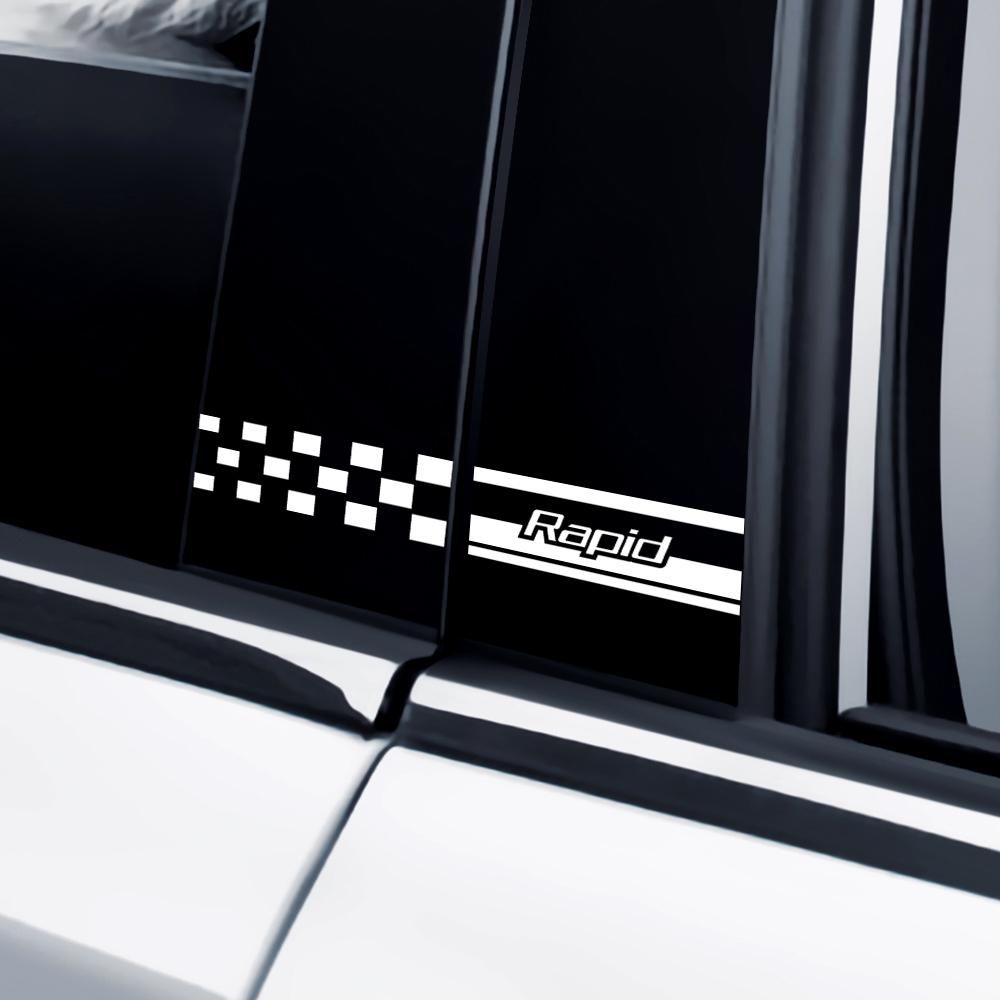 Qsdnr5 Auto Mittelssäule Türfensterleiste PVC Aufkleber Dekoration Für Skoda S Kodiaq Fabia Kamiq Karoq Octavia 3 A5 A7 Rapid VII Scala