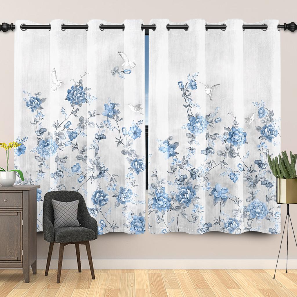 Rustic Botanical Wildflower Pattern Curtains Vintage Floral Printed Curtain Living Room Bedroom Decor Window Drapes Light Blocking For Sitting