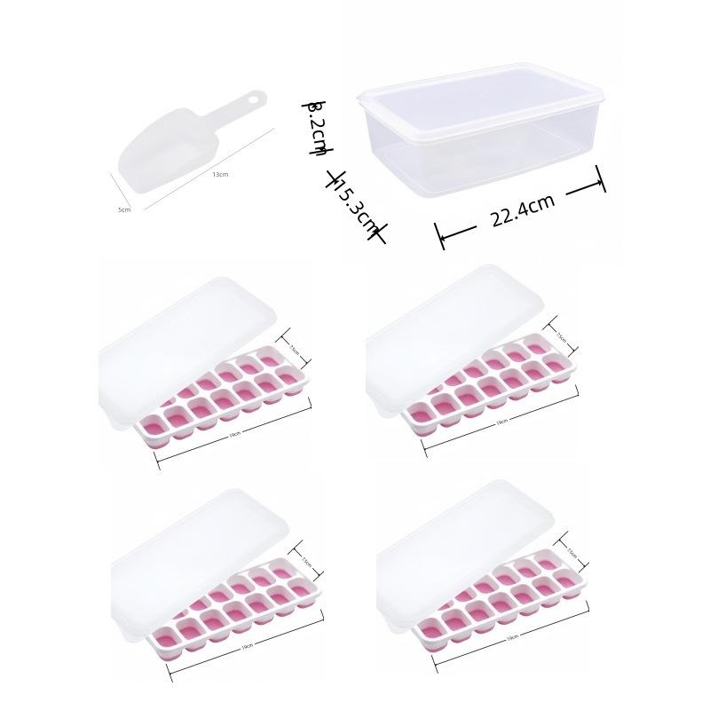 14 Square Ice Cubes With Lids 4 Boxes Of Stackable Silicone Ice Cubes Molds Homemade Ice Cube Tool Kitchenware Summer Gadgets
