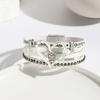 Vintage Multi-layer Leather Bracelet Womens Hollowed Out Heart-shaped Crystal Studded Magnetic Buckle Bangle Party Jewelry