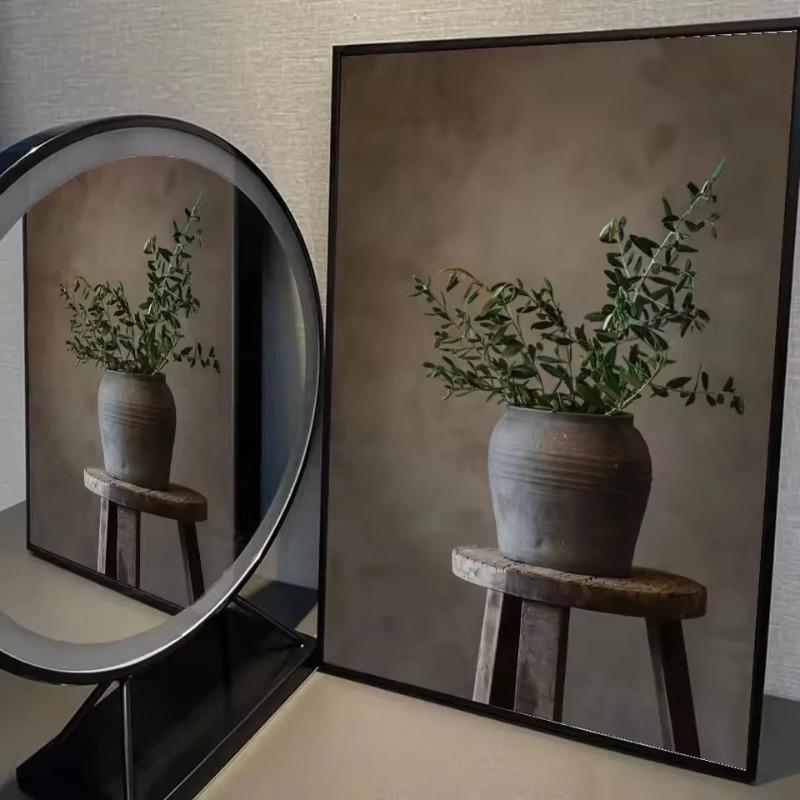 Flores Abstractas Modernas Plantas en Maceta Póster sin Marco Jarrón Vintage Pintura sobre Lienzo Decoración de Pared Decoración Bohemia para Habitación del Hogar