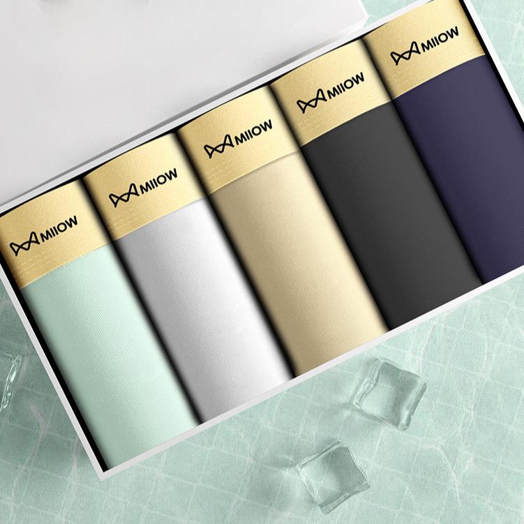 3pcs Men's Underwear Ice Silk Boxer Shorts Men's Summer Sports Breathable Square Shorts Boxer Brief