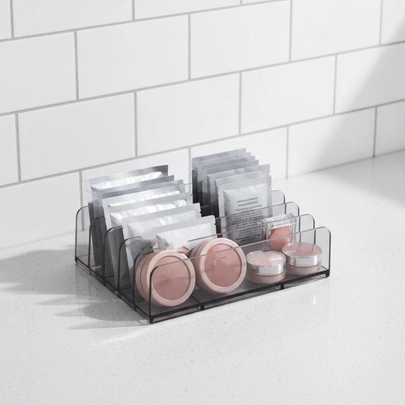7-Slot Transparent Plastic Cosmetic Organizer Multi-Functional Makeup Holder For Home Office Bathroom Dressing Table Sorting
