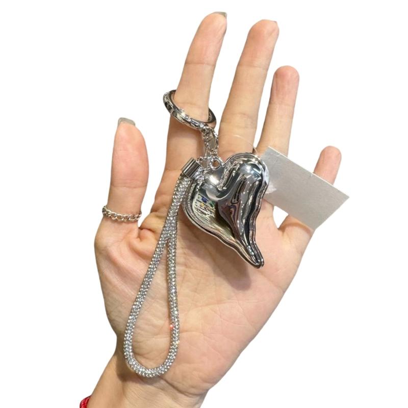 

Bowknot/Heart Key Chain with Rhinestones Chain Detachable Phone Lanyard Fashionable Keyring Accessory for Ladies 1