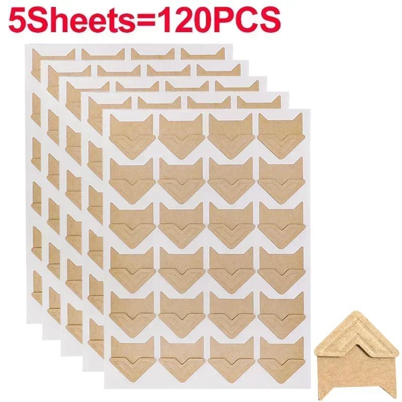 240/24PCS Corner Stickers DIY Vintage Corner Kraft Paper Stickers Scrapbook Self-Adhesive Photo Album Accessories Corner Sticker