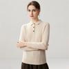 Lekasha Women's Cashmere Goat Wool Polo Collar Loose Knit Sweater - 12-Gauge Long Sleeve Base Layer for Autumn/Winter