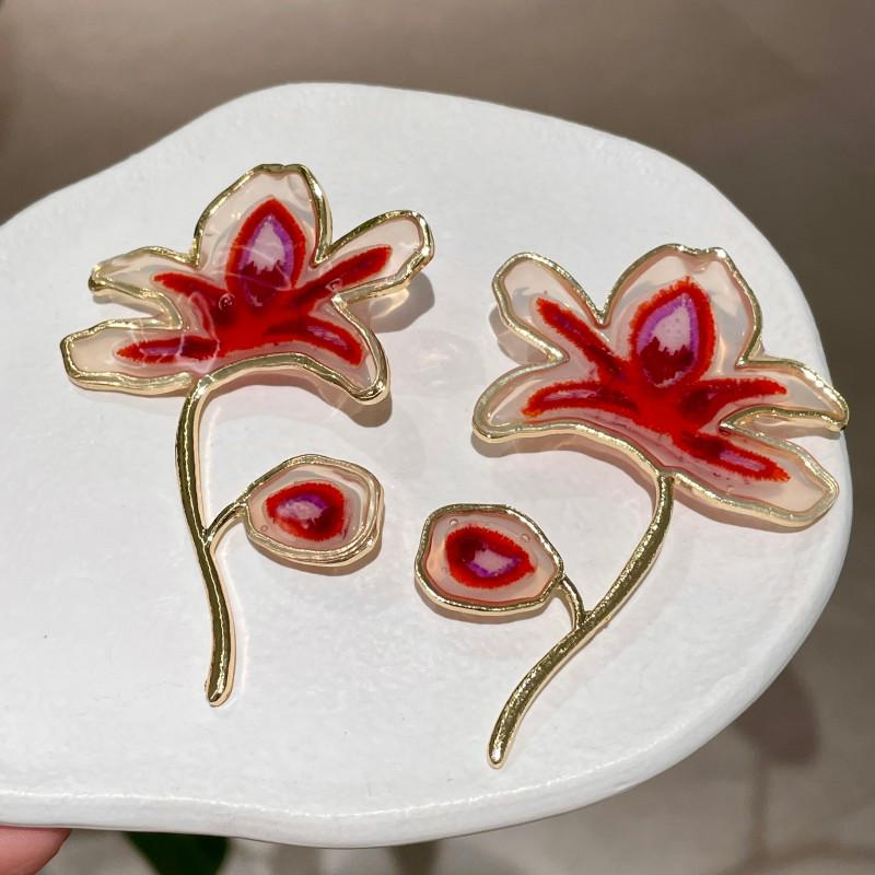 

Handmade Medieval Vintage Flower Stud Earrings - Colorful Petal Personality Gift Accessories